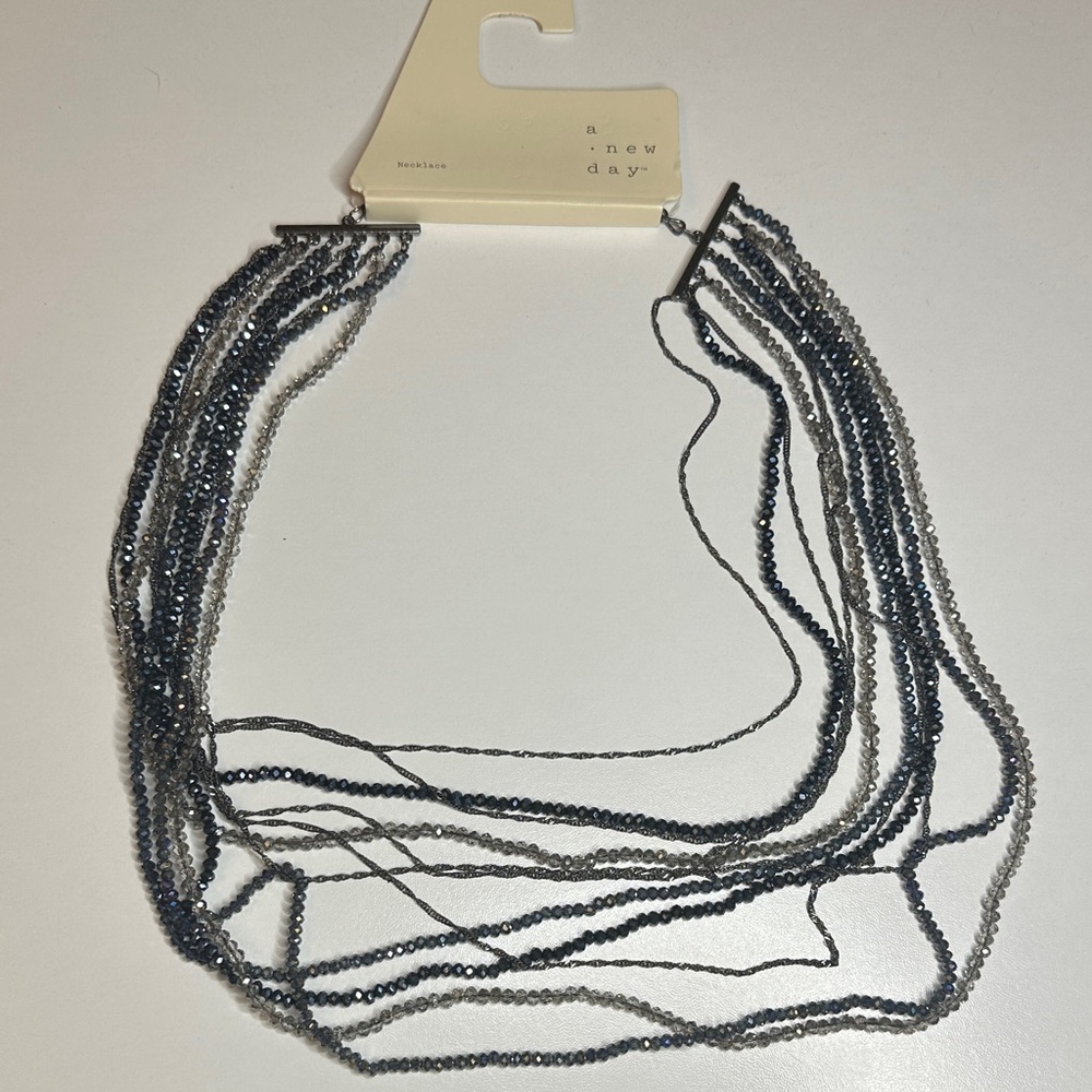 ๐ 6 for $28 ๐ A New Day Layered Necklace in Blue and Silver - Picture 1 of 4